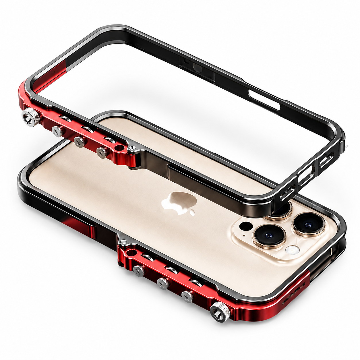 Premium iPhone Case Camera Lens Protection Shockproof Protective Cover Aluminum Alloy Bumper Heavy Duty Metal Frame Cyberpunk Design