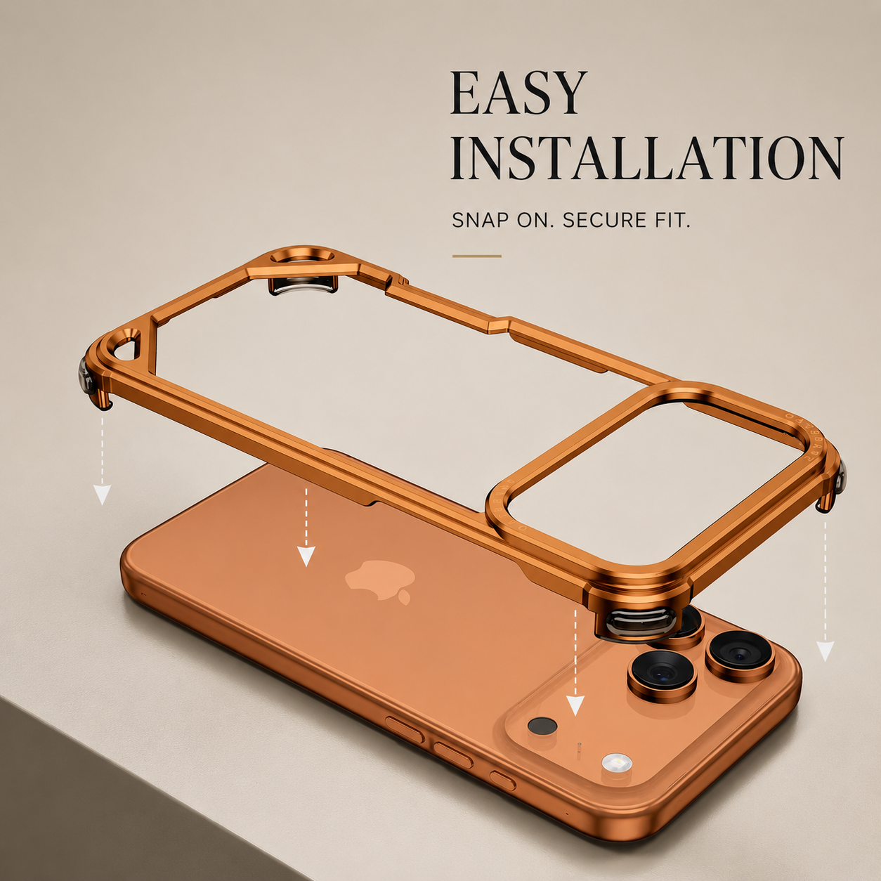 Premium iPhone Case Camera Lens Protection Shockproof Protective Cover Aluminum Alloy Frameless Wireless Charging Compatible Minimalist Design