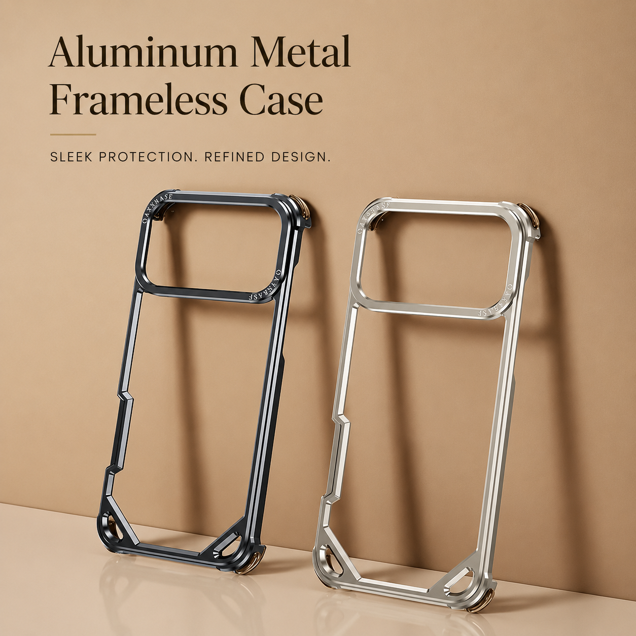 Premium iPhone Case Camera Lens Protection Shockproof Protective Cover Aluminum Alloy Frameless Wireless Charging Compatible Minimalist Design