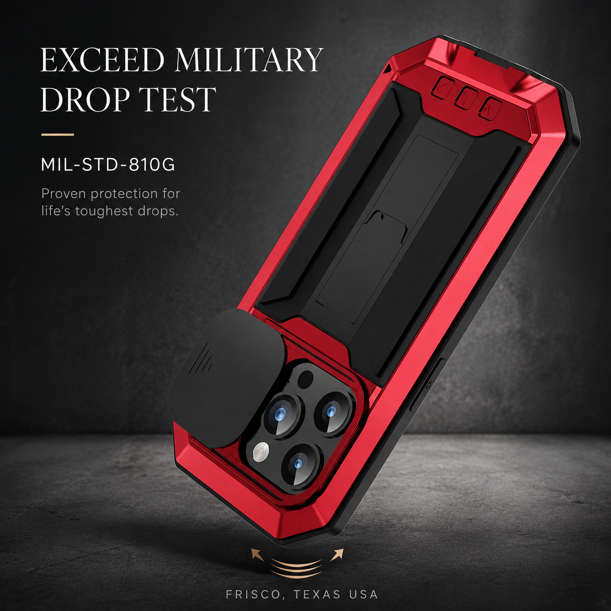 Premium iPhone Case Camera Lens Protection Shockproof Protective Cover Built In Screen Protection Heavy Duty Metal Armor Kickstand Design