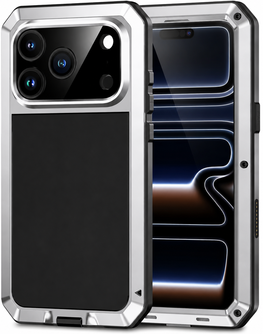 Premium iPhone Case Camera Lens Protection Shockproof Protective Cover Built In Screen Protection Heavy Duty Metal Armor TPU PC Design