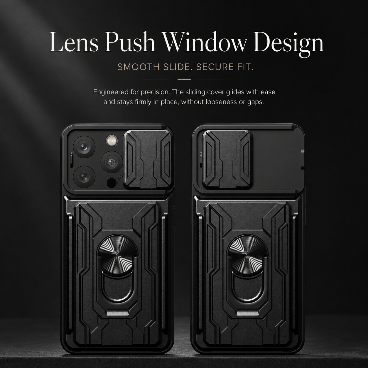 Premium iPhone Case Camera Lens Protection Shockproof Protective Cover Card Holder Ring Stand Magnetic Mount Dual Layer Armor Design