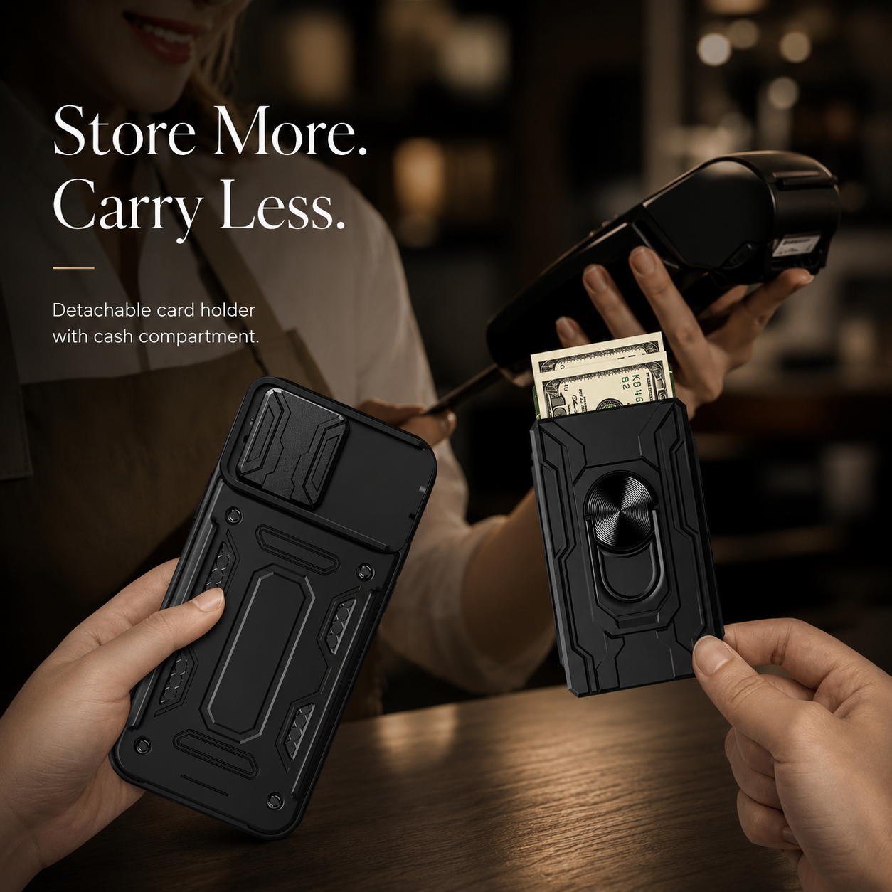 Premium iPhone Case Camera Lens Protection Shockproof Protective Cover Card Holder Ring Stand Magnetic Mount Dual Layer Armor Design
