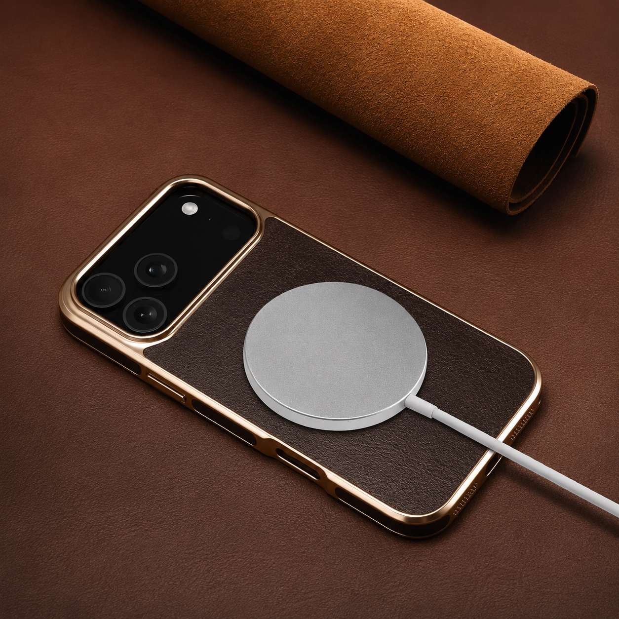 Premium iPhone Case Camera Lens Protection Shockproof Protective Cover Genuine Leather Non Slip Anti Fingerprint Electroplated Design