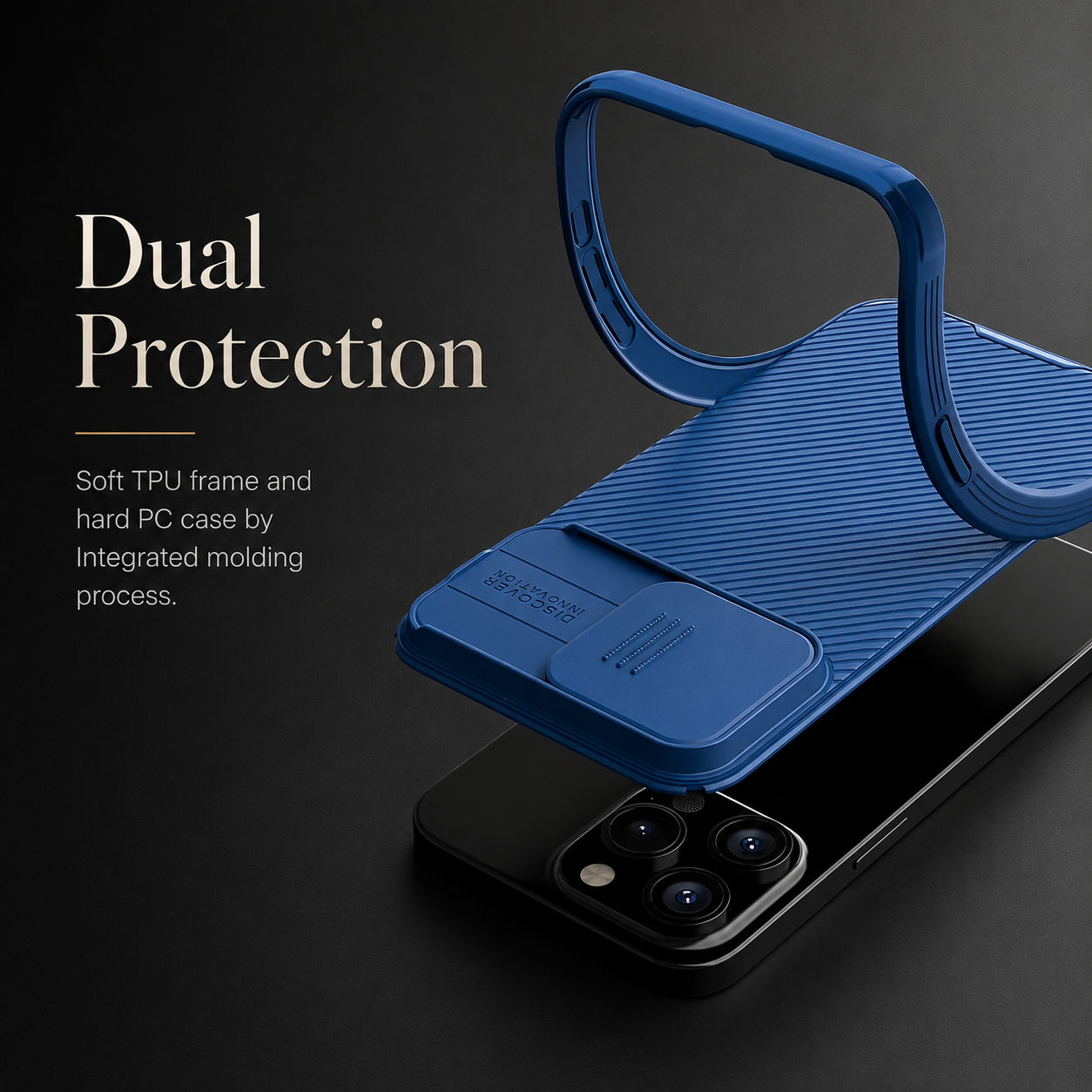 Premium iPhone Case Camera Lens Protection Shockproof Protective Cover Magnetic Back Sliding Camera Cover Rugged TPU PC Design