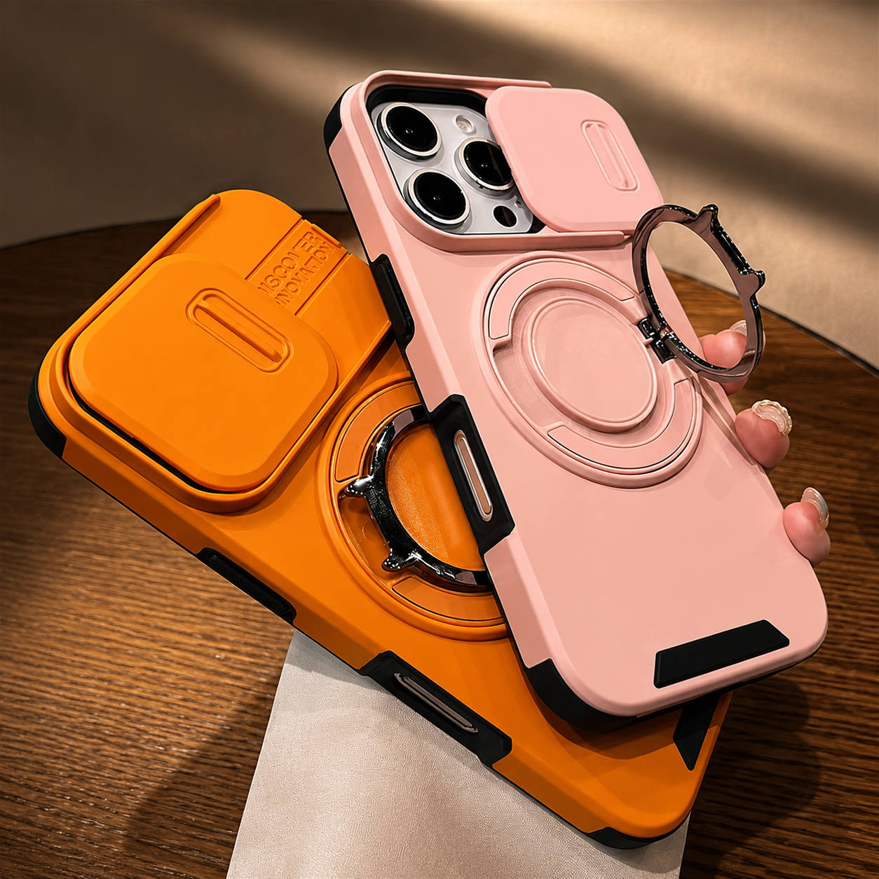 Premium iPhone Case Camera Lens Protection Shockproof Protective Cover Magnetic Stand Heavy Duty Armor Anti Fingerprint Anti Scratch Design