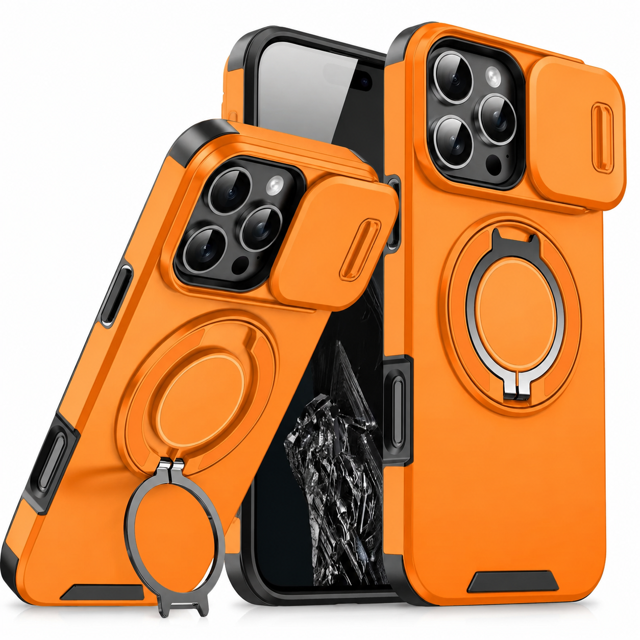 Premium iPhone Case Camera Lens Protection Shockproof Protective Cover Magnetic Stand Heavy Duty Armor Anti Fingerprint Anti Scratch Design