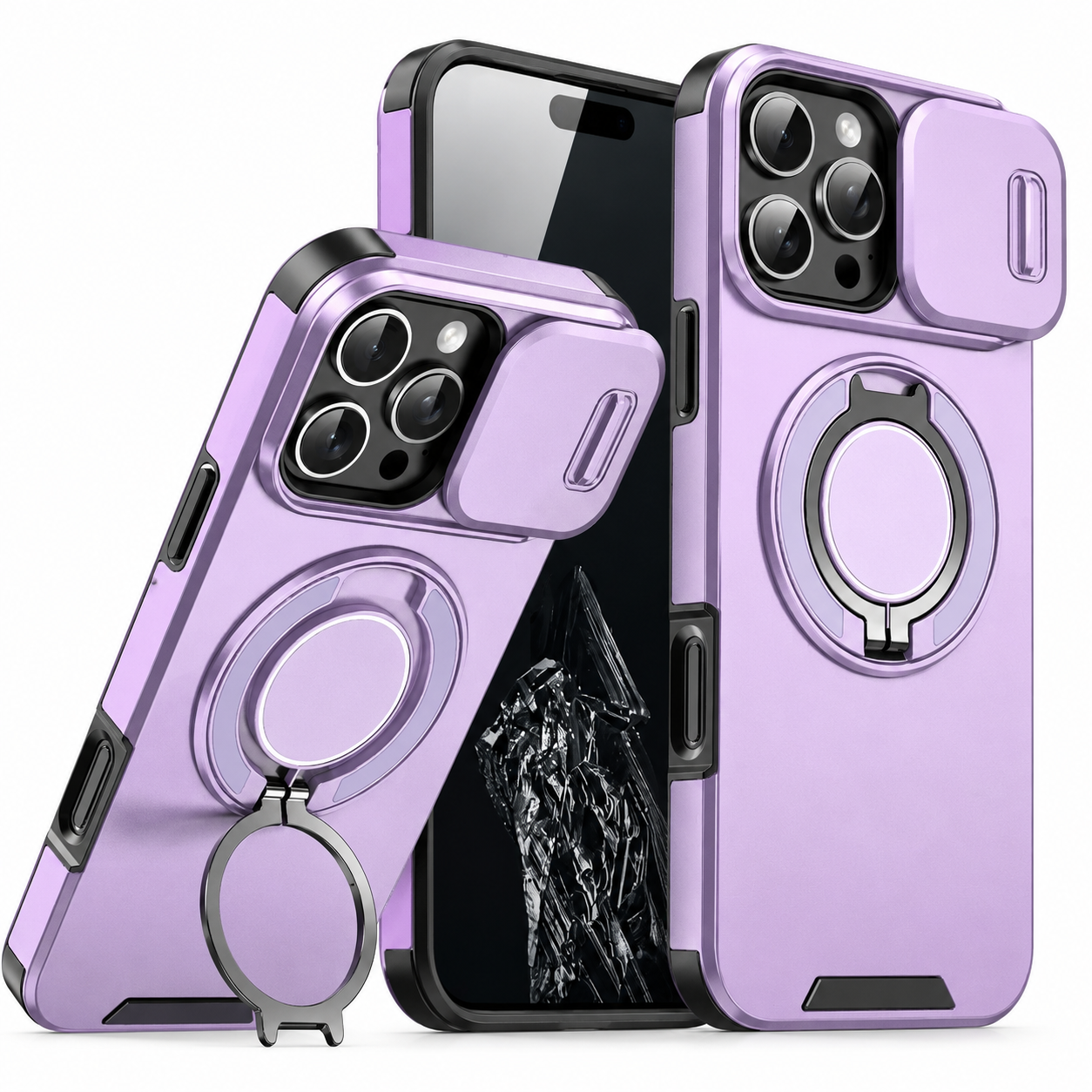 Premium iPhone Case Camera Lens Protection Shockproof Protective Cover Magnetic Stand Heavy Duty Armor Anti Fingerprint Anti Scratch Design