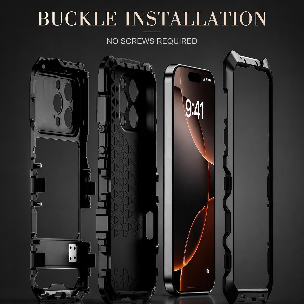 Premium iPhone Case Camera Lens Protection Shockproof Protective Cover Metal Bumper Anti Fall Grip Rugged Lightweight Design