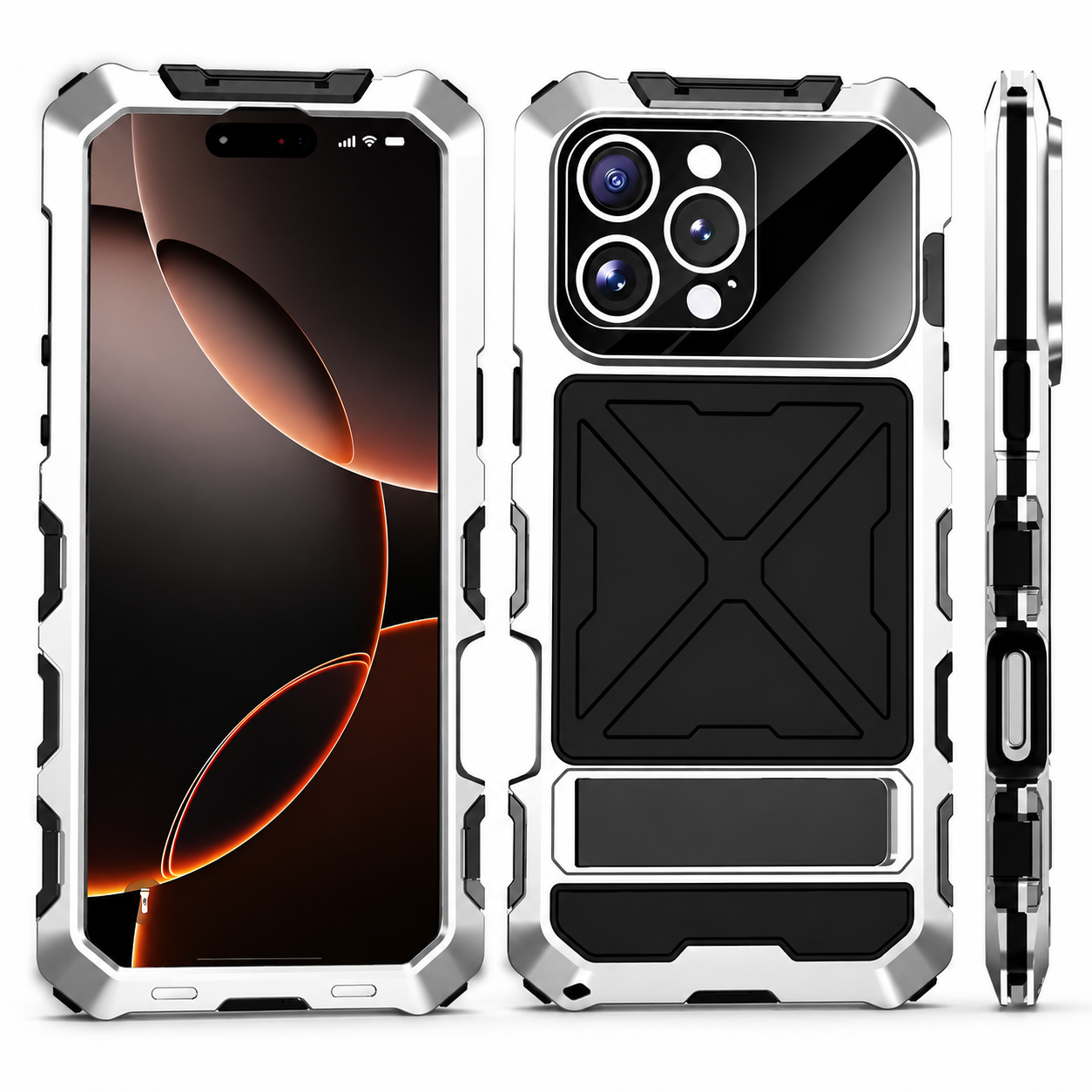Premium iPhone Case Camera Lens Protection Shockproof Protective Cover Metal Bumper Anti Fall Grip Rugged Lightweight Design