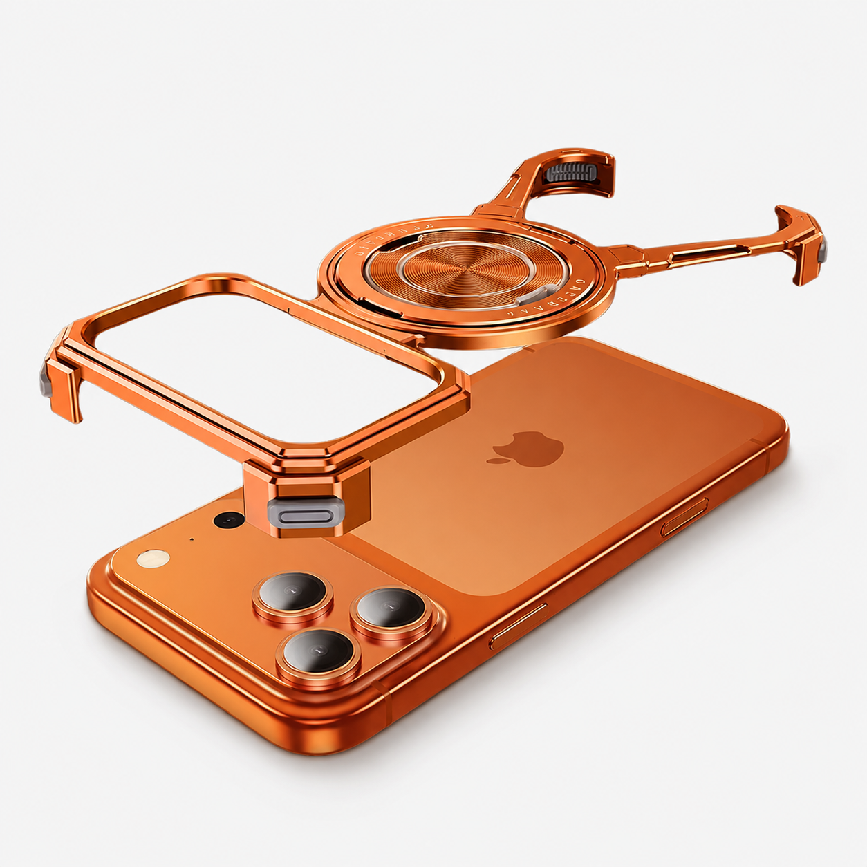 Premium iPhone Case Camera Lens Protection Shockproof Protective Cover Metal Bumper Ring Stand Frameless Anti Slip Design