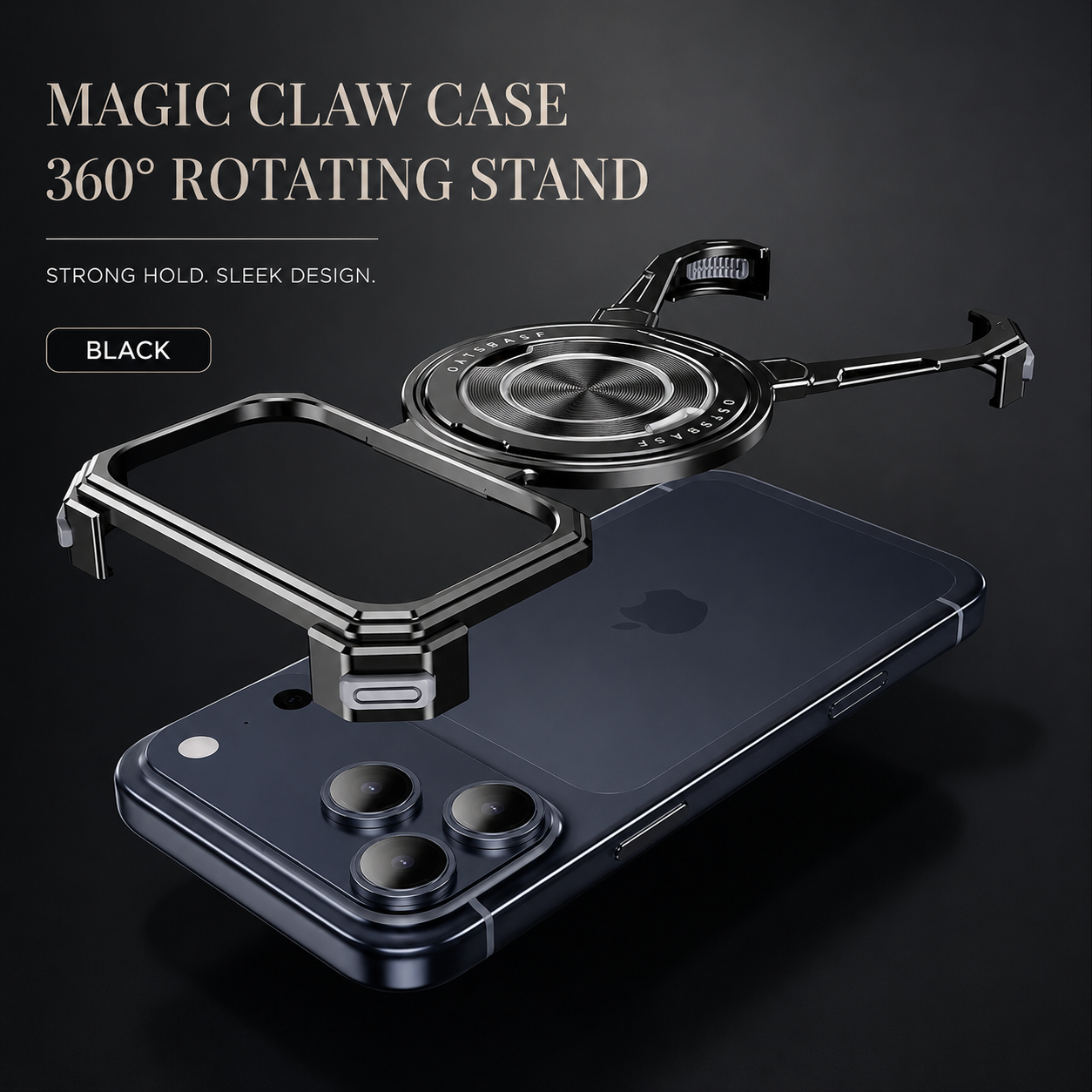 Premium iPhone Case Camera Lens Protection Shockproof Protective Cover Metal Bumper Ring Stand Frameless Anti Slip Design