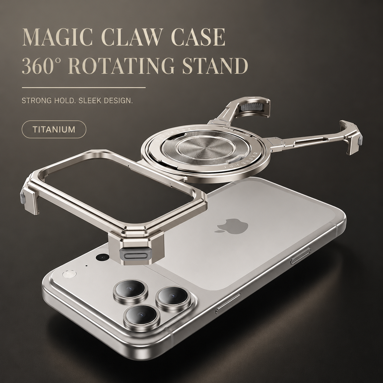 Premium iPhone Case Camera Lens Protection Shockproof Protective Cover Metal Bumper Ring Stand Frameless Anti Slip Design
