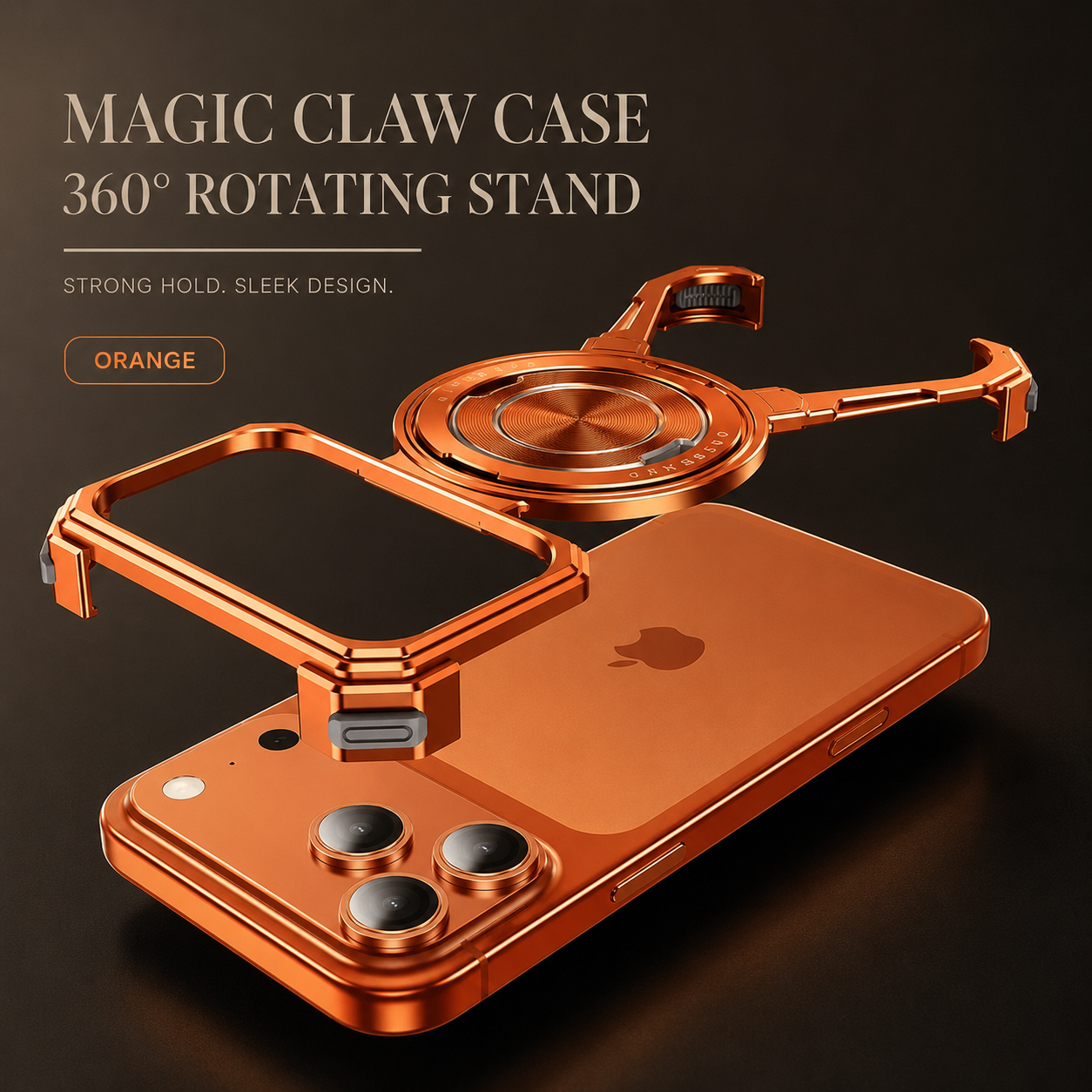 Premium iPhone Case Camera Lens Protection Shockproof Protective Cover Metal Bumper Ring Stand Frameless Anti Slip Design
