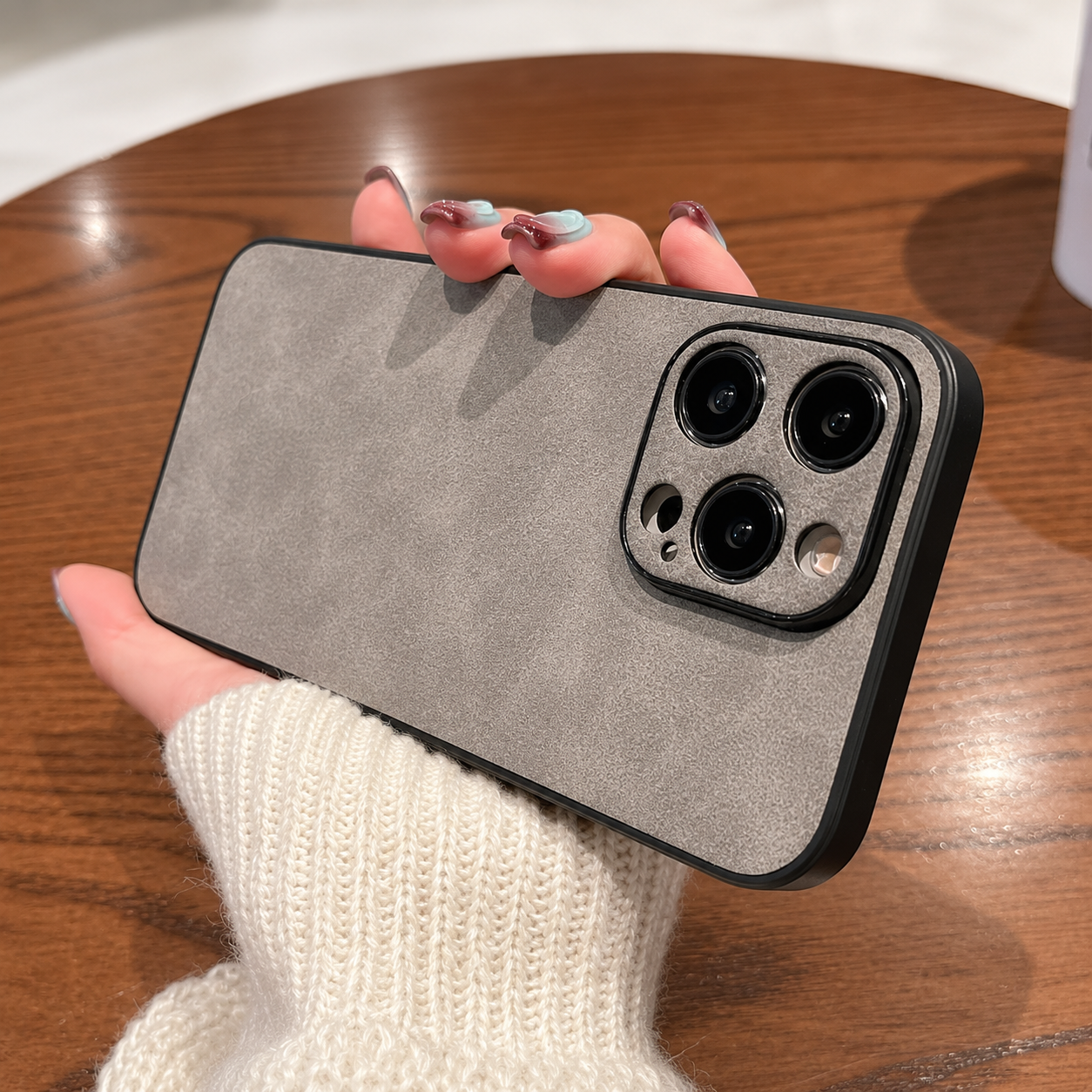 Premium iPhone Case Camera Lens Protection Shockproof Protective Cover Suede Leather Non Slip Anti Fingerprint Ultra Thin Design