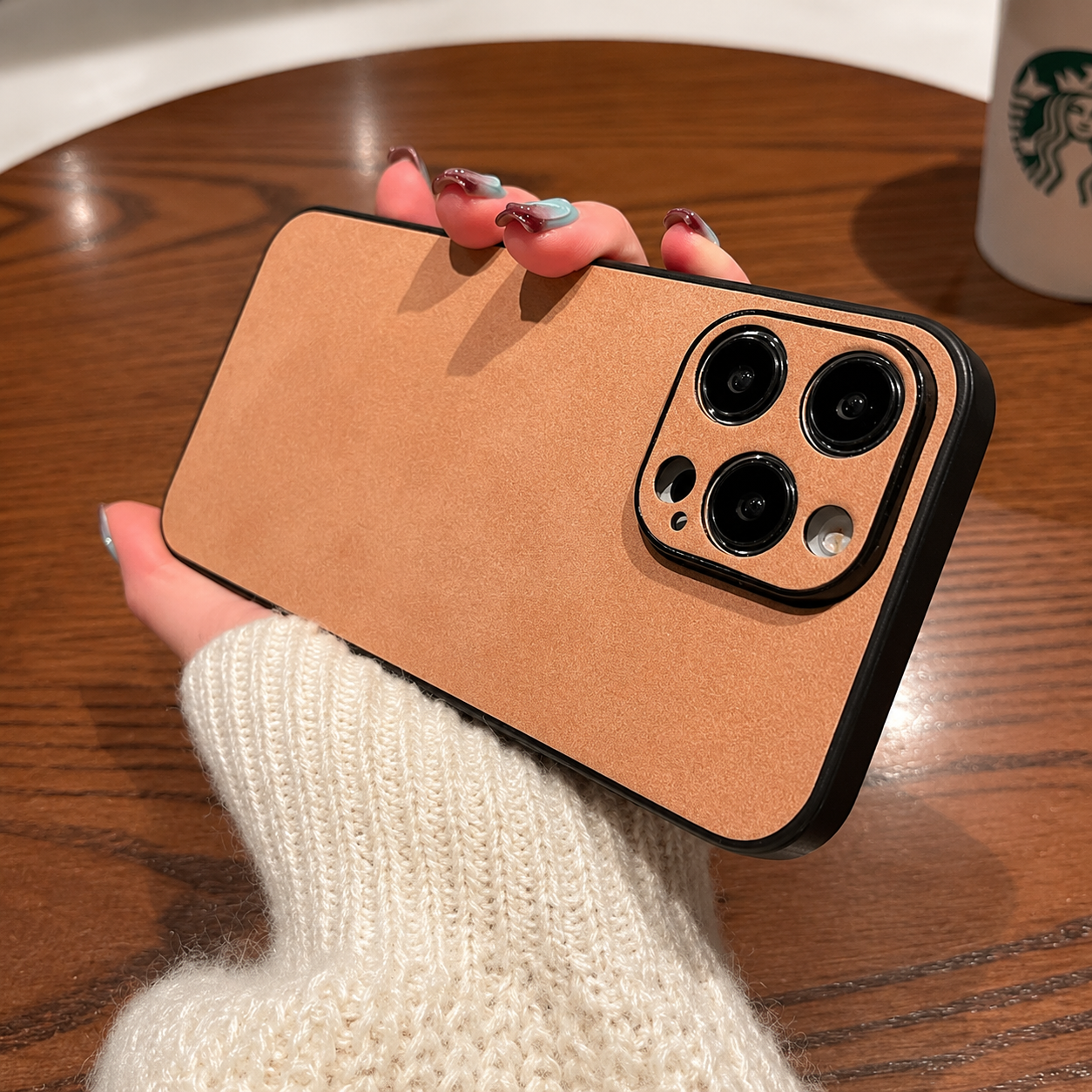 Premium iPhone Case Camera Lens Protection Shockproof Protective Cover Suede Leather Non Slip Anti Fingerprint Ultra Thin Design