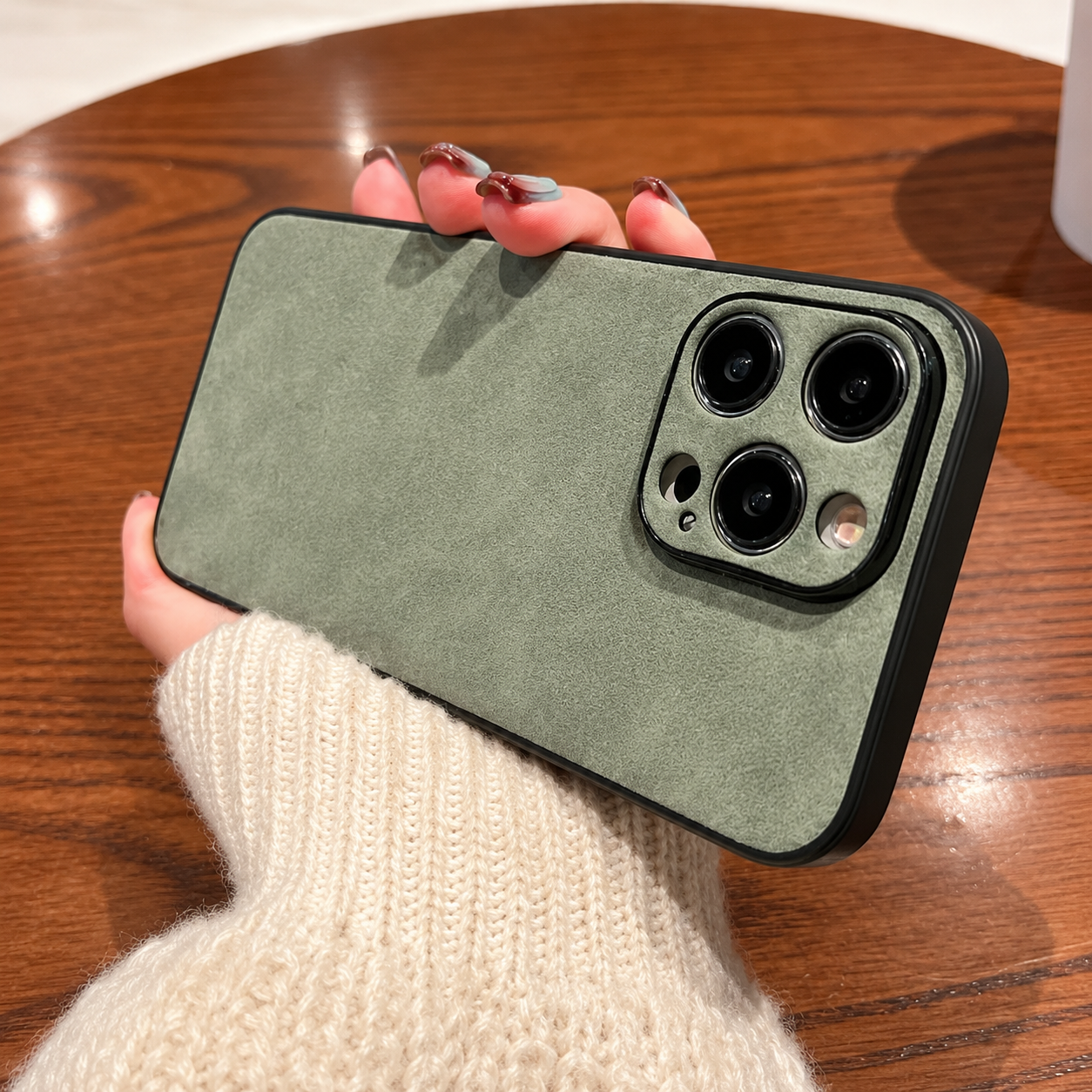 Premium iPhone Case Camera Lens Protection Shockproof Protective Cover Suede Leather Non Slip Anti Fingerprint Ultra Thin Design