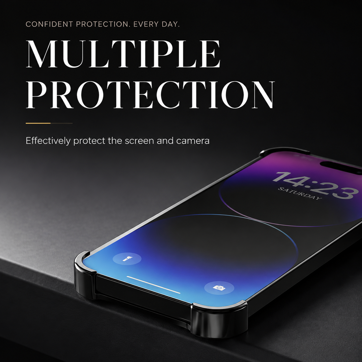 Premium iPhone Case Camera Lens Protection Shockproof Protective Cover Titanium Alloy Bumper Anti Fingerprint Lightweight Borderless Design