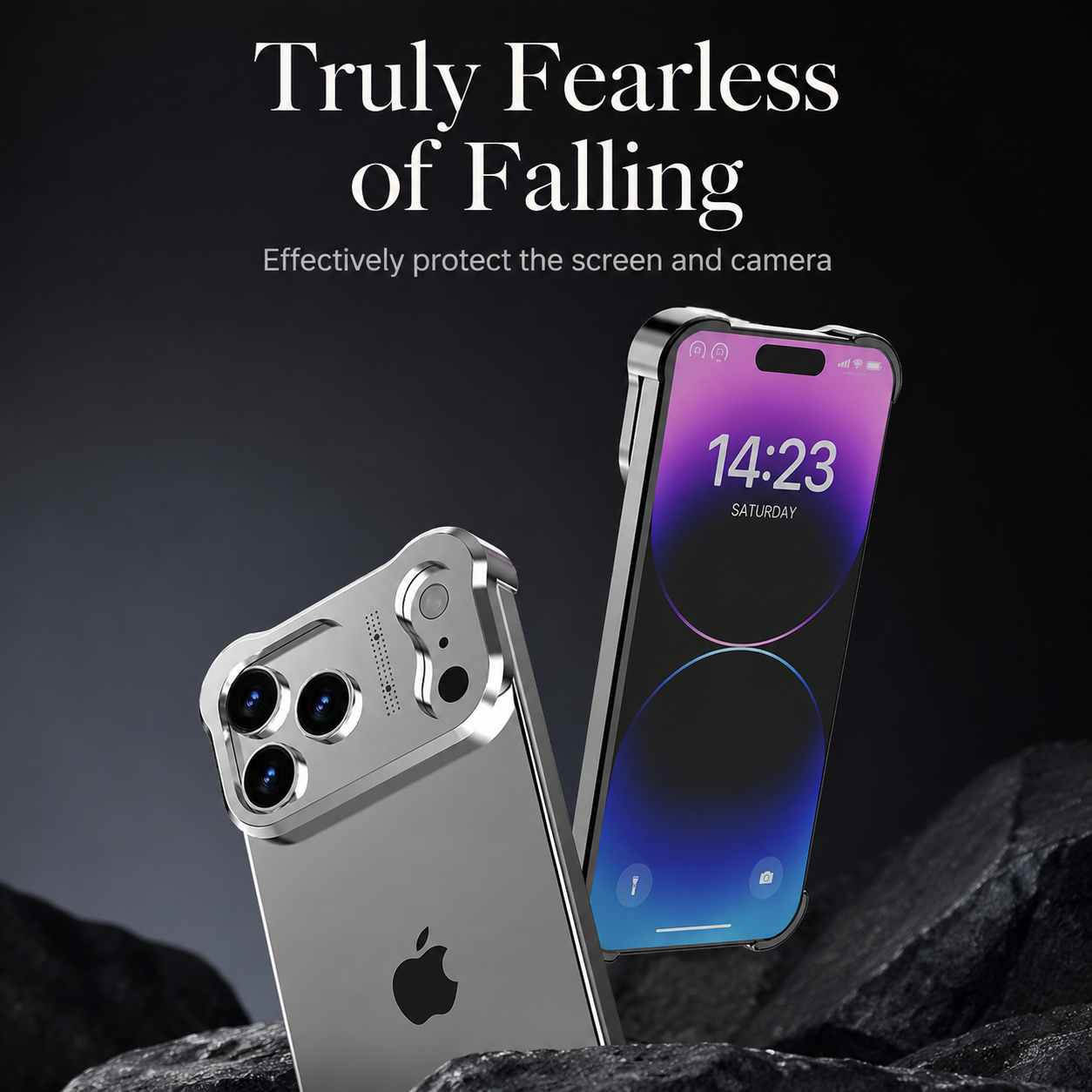 Premium iPhone Case Camera Lens Protection Shockproof Protective Cover Titanium Alloy Bumper Anti Fingerprint Lightweight Borderless Design