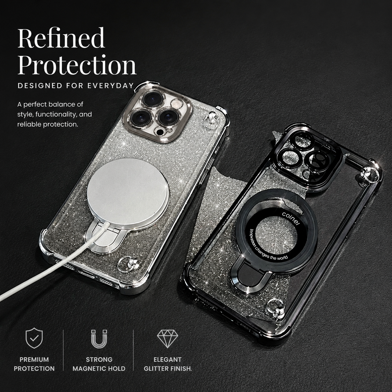 Premium iPhone Case Camera Lens Protection, TPU Four Corner Airbag Construction, Wireless Charging Compatible, Shockproof Lanyard Support Design