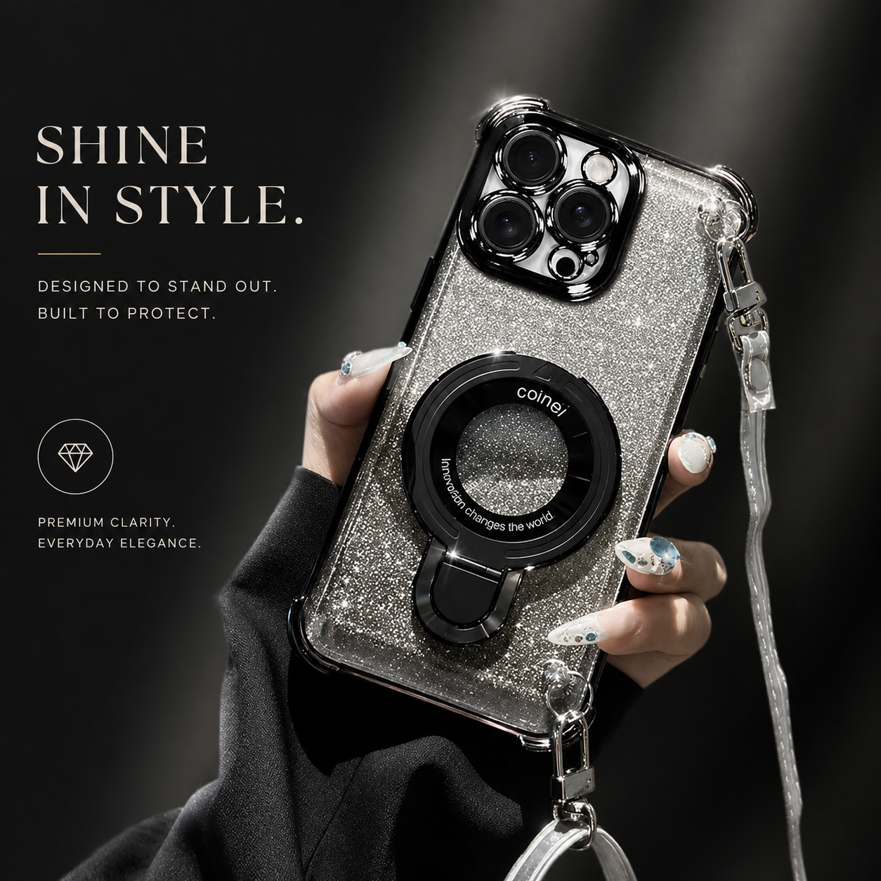 Premium iPhone Case Camera Lens Protection, TPU Four Corner Airbag Construction, Wireless Charging Compatible, Shockproof Lanyard Support Design
