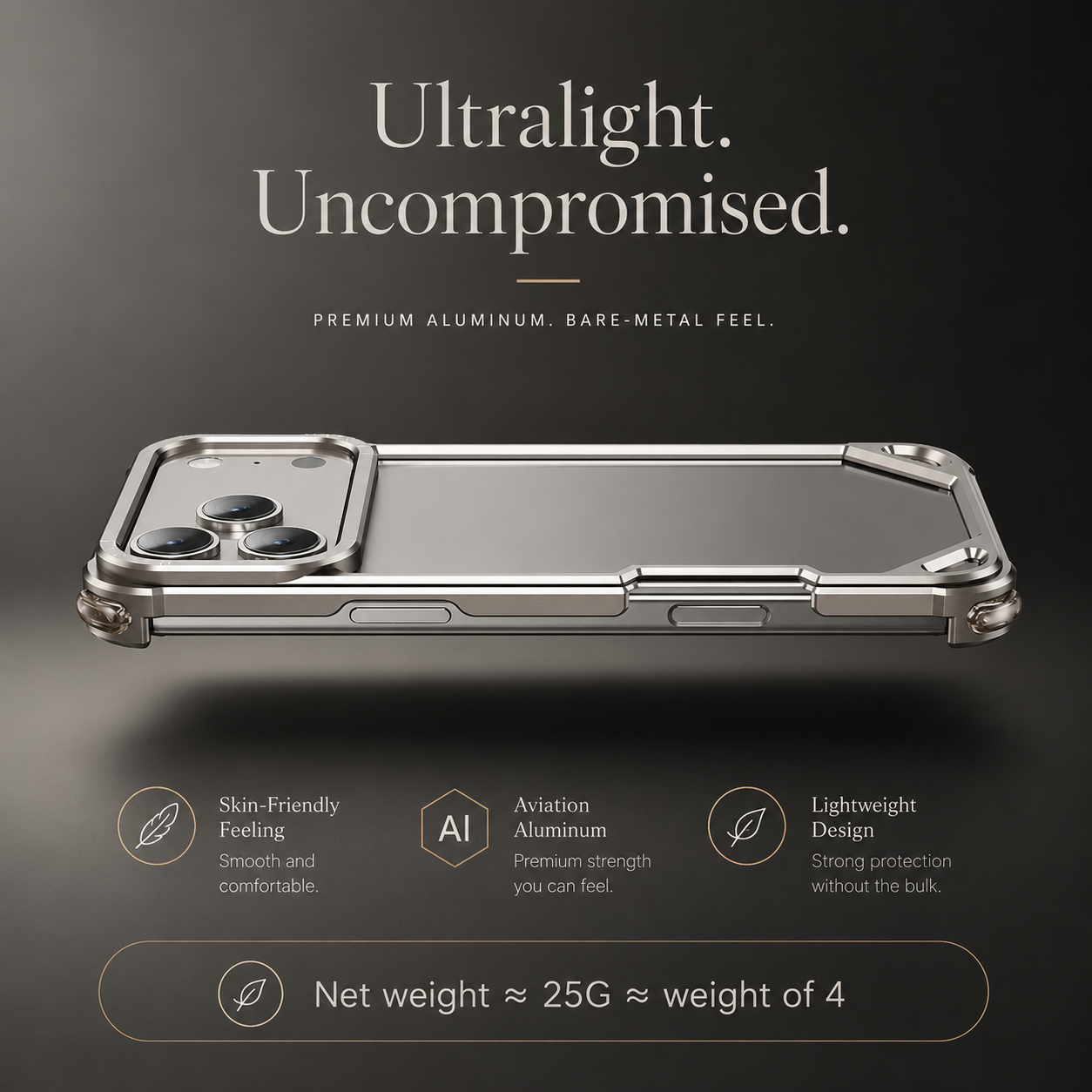 Premium iPhone Case Camera Lens Protection Ultra Thin Metal Frame Bumper Shockproof Cover Wireless Charging Compatible Half Wrapped Design
