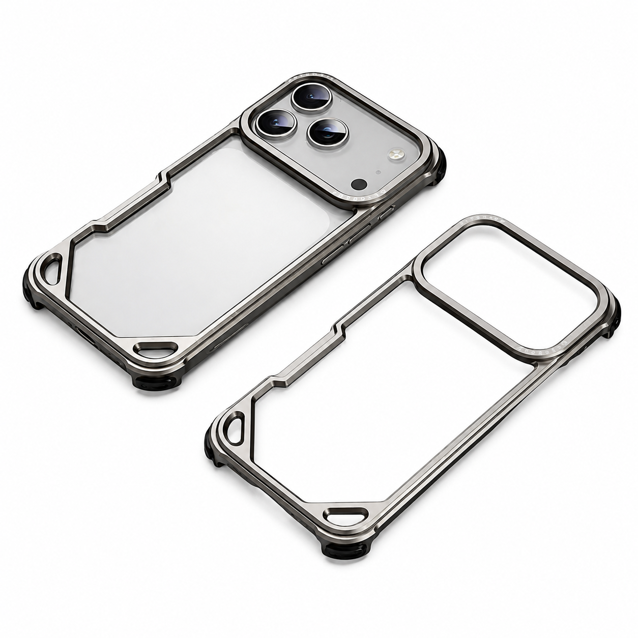 Premium iPhone Case Camera Lens Protection Ultra Thin Metal Frame Bumper Shockproof Cover Wireless Charging Compatible Half Wrapped Design