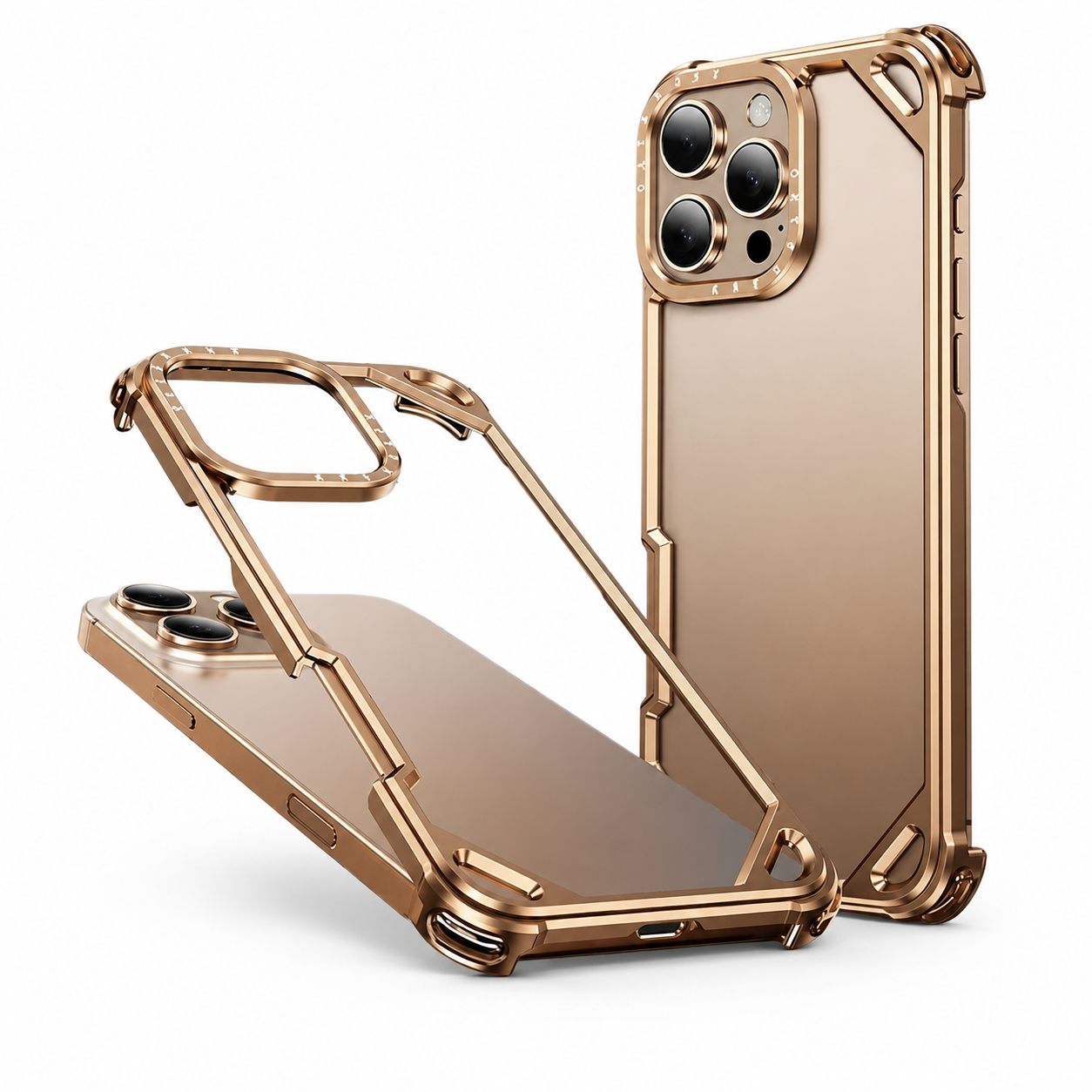 Premium iPhone Case Camera Lens Protection Ultra Thin Metal Frame Bumper Shockproof Cover Wireless Charging Compatible Half Wrapped Design