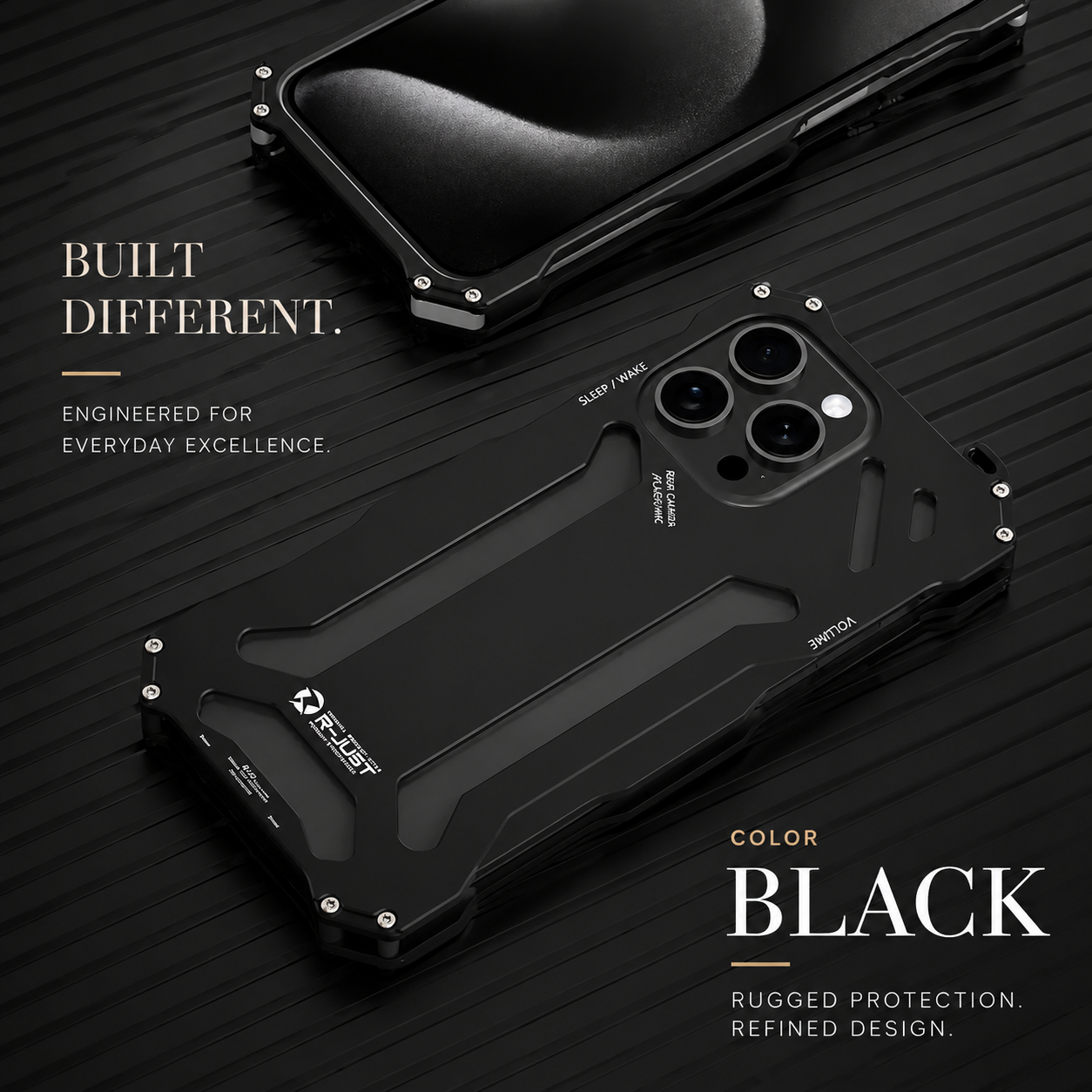 Premium iPhone Case Camera Lens Protection with Aluminum Alloy Armor Construction, Shockproof Design, Anti Scratch Surface, Matte Non Slip Finish