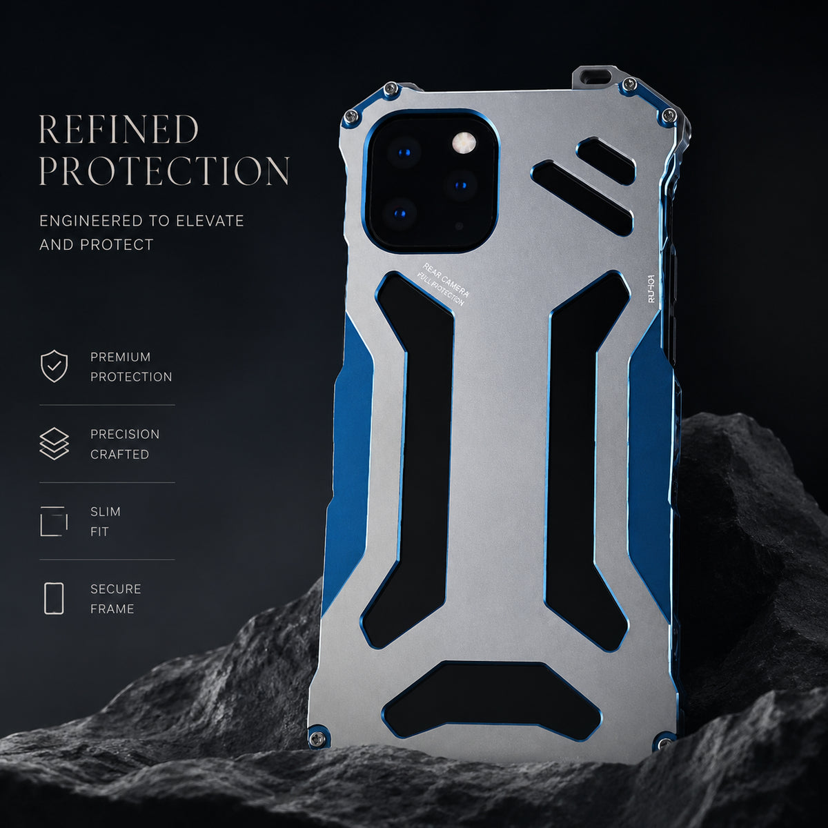 Premium iPhone Case Camera Lens Protection with Aluminum Metal Construction, Shockproof Design, Anti Scratch Surface, Anti Fingerprint Non Slip Finish