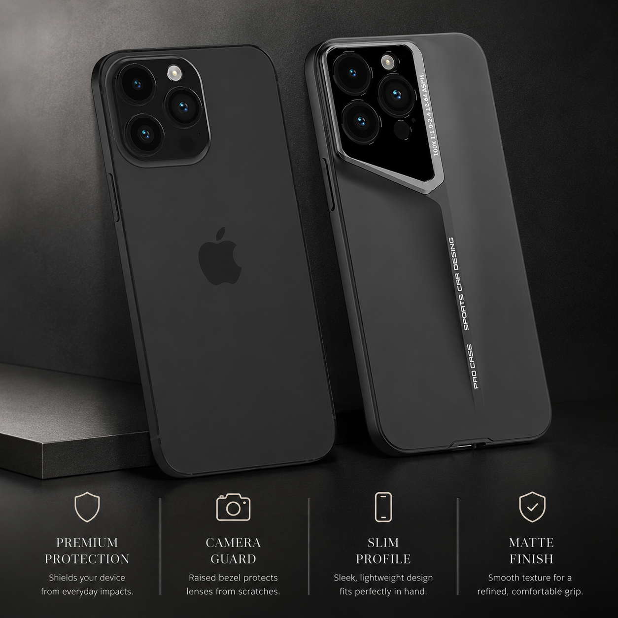 Premium iPhone Case Camera Lens Protection with Matte Hard PC Construction, Shockproof Design, Anti Scratch Surface, Anti Fingerprint Non Slip Finish