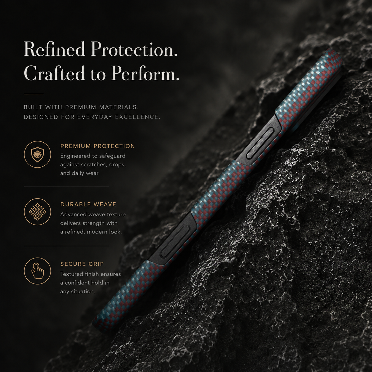 Premium iPhone Case Carbon Fiber Aramid Cover Shockproof Anti Fingerprint Anti Scratch Non Slip Grip Ultra Thin Lightweight Design Durable Protective Case