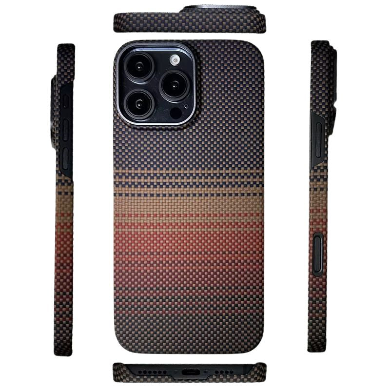 Premium iPhone Case Carbon Fiber Aramid Ultra-Thin Protective Cover Shockproof Anti-Fingerprint Full Back Lightweight MagSafe Compatible Design