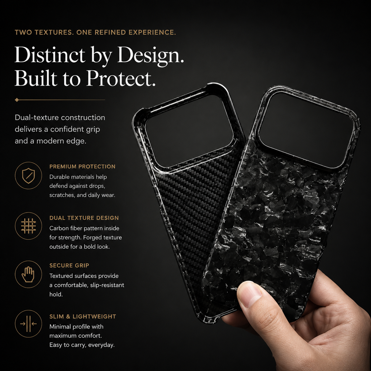 Premium iPhone Case Carbon Fiber Cover Shockproof Anti Fingerprint Non Slip Grip Ultra Thin Lightweight Durable Protective Case Business Design