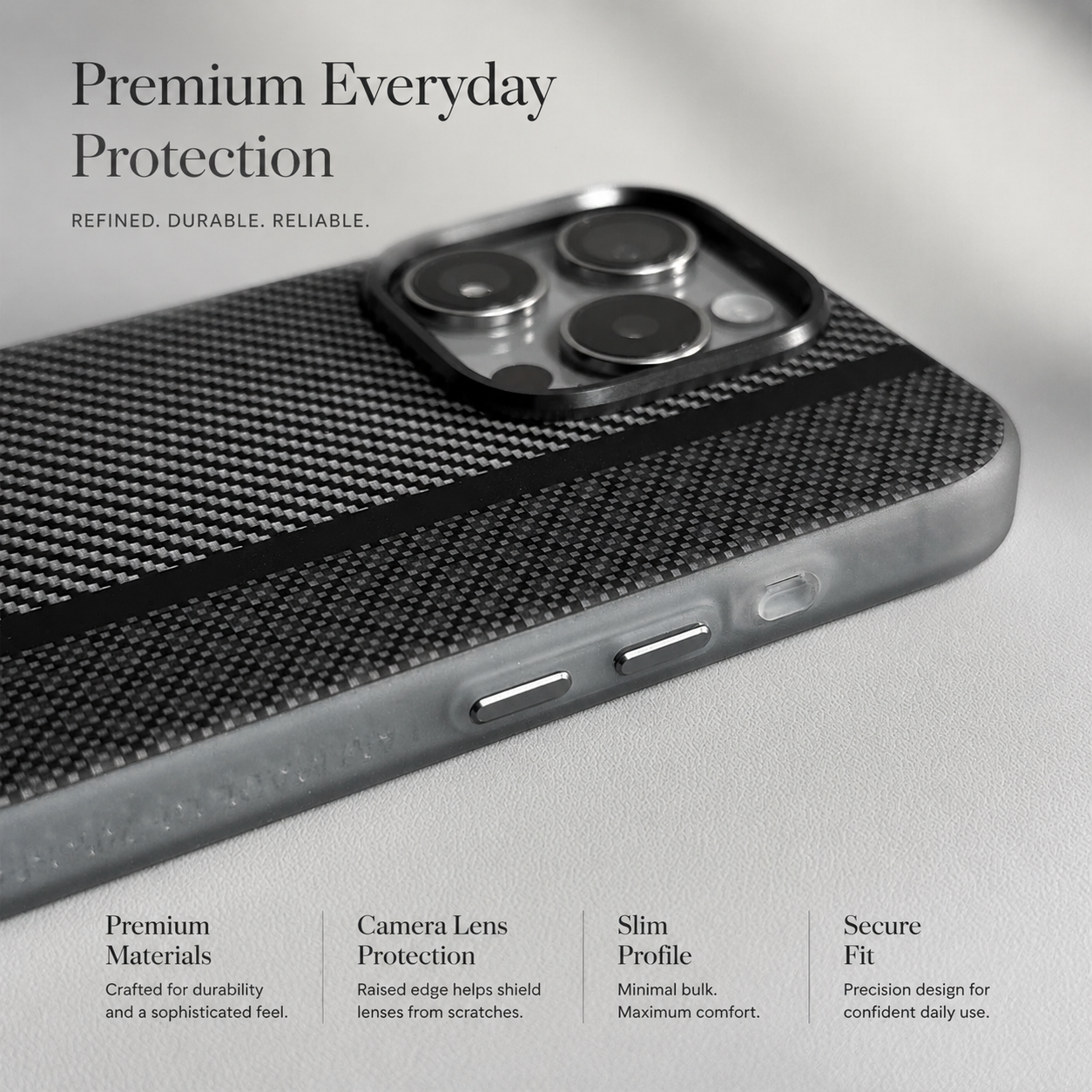 Premium iPhone Case Carbon Fiber Magnetic Cover Metal Camera Frame MagSafe Compatible Shockproof Airbag Corners Anti Fingerprint Hybrid Protection