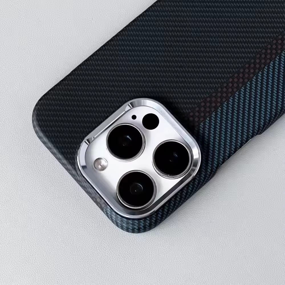 Premium iPhone Case Carbon Fiber Texture Magnetic Cover MagSafe Compatible Shock Absorbing PC TPU Hybrid Protective Case Slim Lightweight Design