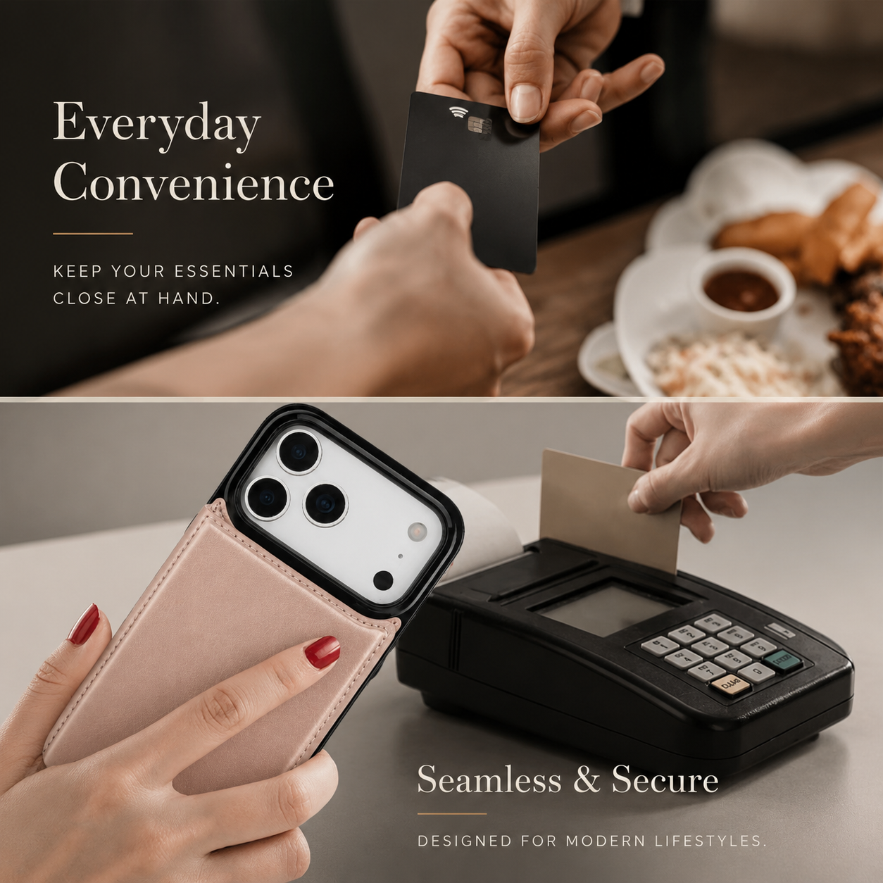 Premium iPhone Case Card Holder Wallet Cover Shockproof Protective Case Faux Leather Kickstand Double Magnetic Clasp Anti Scratch Slim Everyday Design