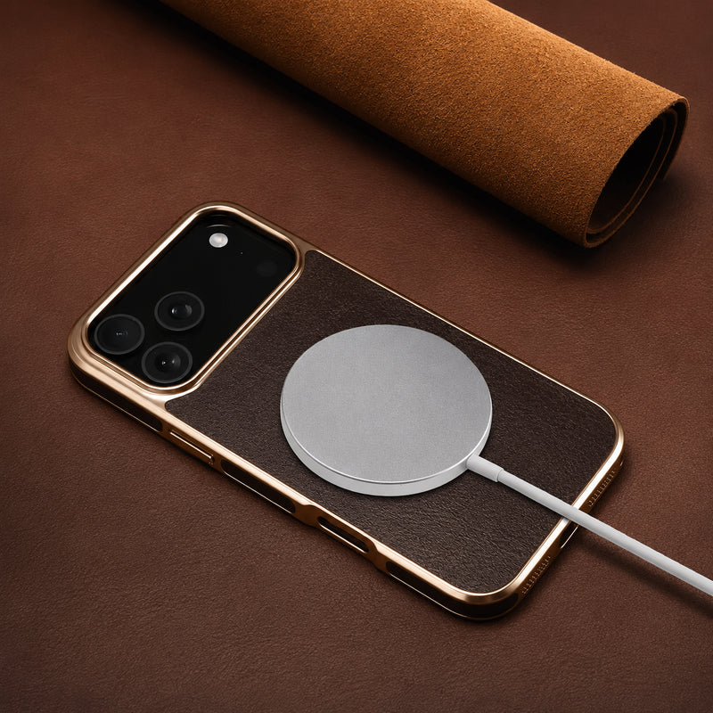 Premium iPhone Case Cowhide Leather Cover Camera Lens Protection Electroplated Edge Non Slip Heat Resistant Protective Design Soft Touch Matte Finish