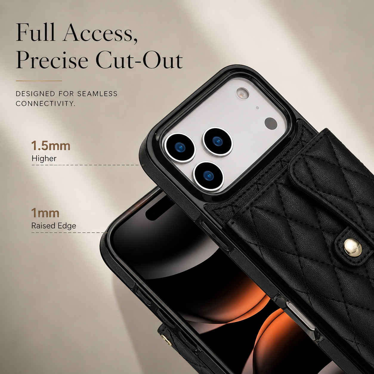 Premium iPhone Case Crossbody Leather Wallet Cover with Card Storage, Coin Pocket, Shockproof Protection, Hands Free Carry and Secure Everyday Convenience