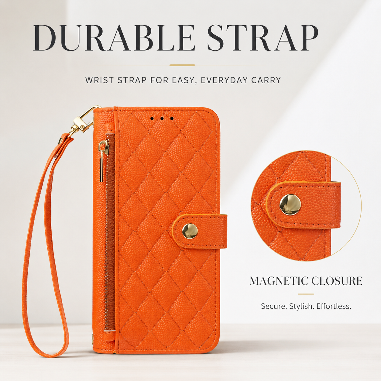Premium iPhone Case Crossbody PU Leather Wallet Cover with Card Holder and Lanyard Strap, Anti Scratch Non Slip Surface, Durable Protective Design