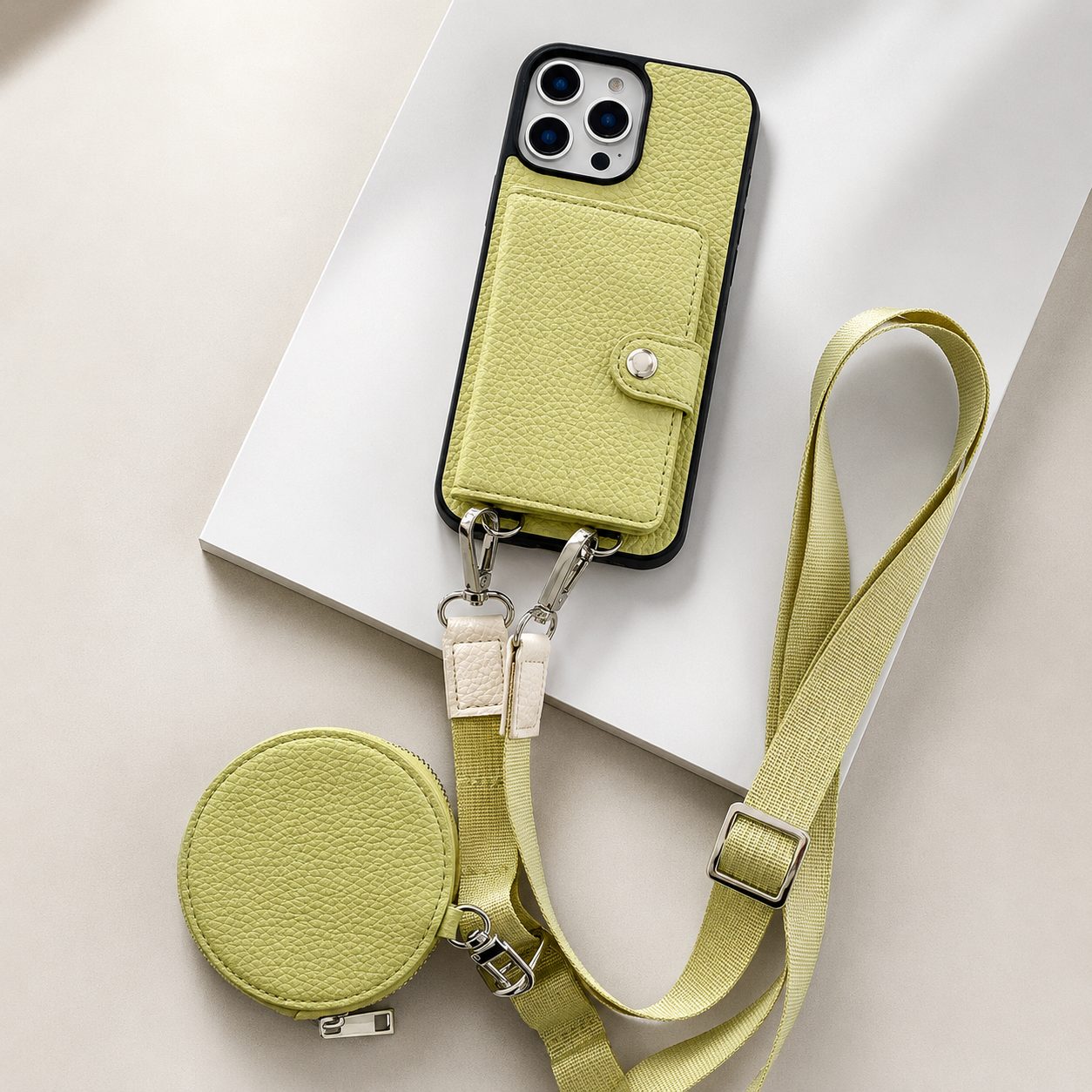 Premium iPhone Case Crossbody Wallet Cover Card Holder Coin Pocket RFID Protection Magnetic Closure Shoulder Strap Shockproof Slim Design