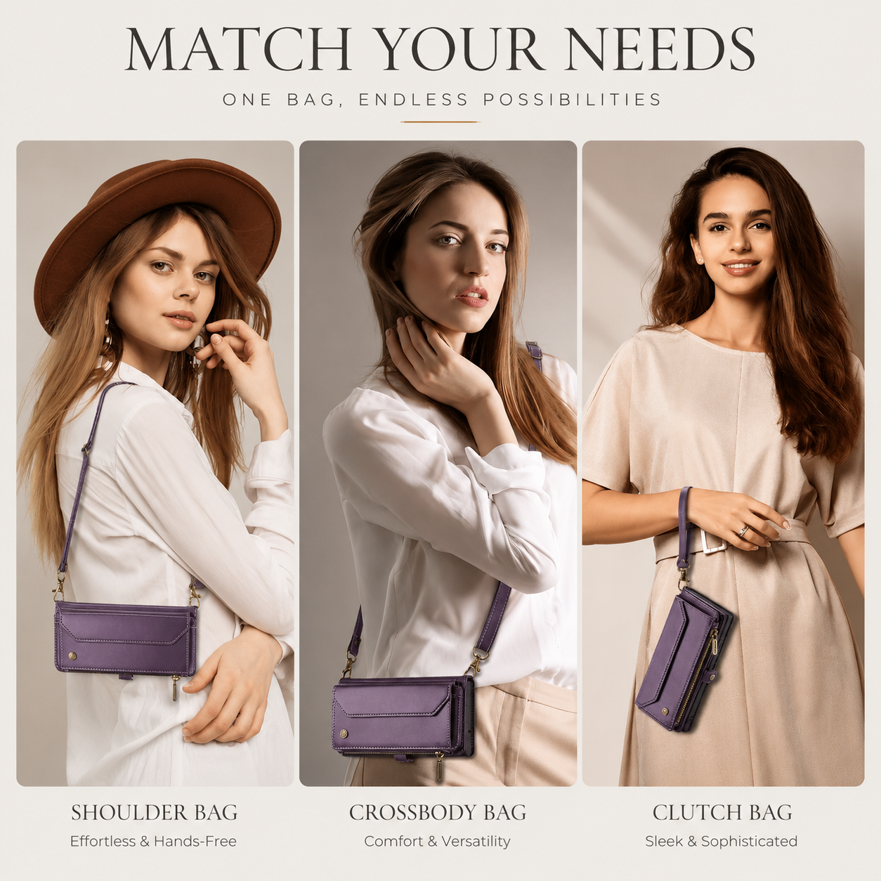 Premium iPhone Case Crossbody Wallet Cover Card Holder RFID Protection PU Leather Case Shockproof Design Adjustable Shoulder Strap Wristlet Storage Compartment