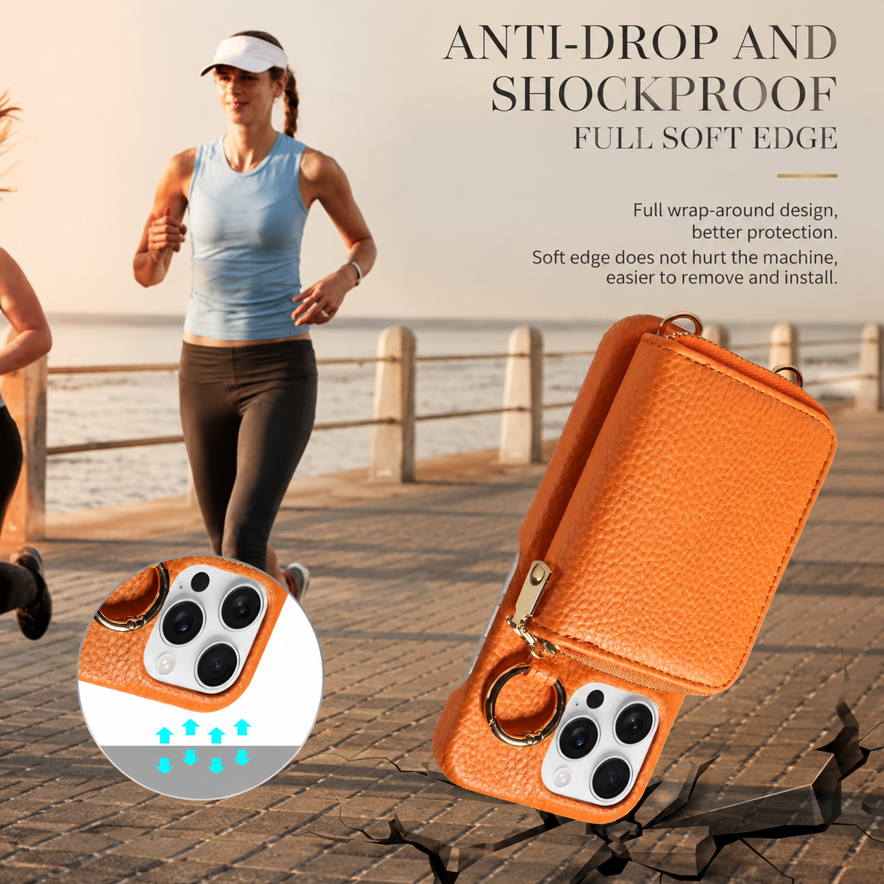 Premium iPhone Case Crossbody Wallet Cover Card Holder Ring Holder Shockproof Protective Case Faux Leather Anti Scratch Storage Compartment Design