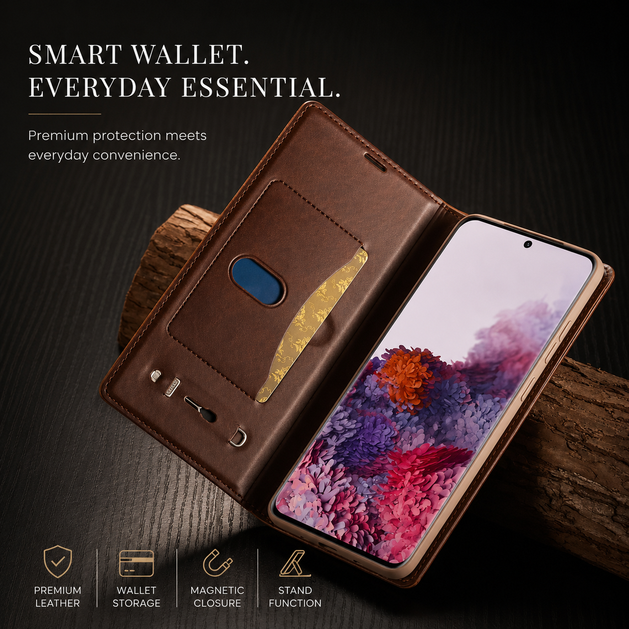 Premium iPhone Case Flip Wallet MagSafe Compatible Genuine Leather Magnetic Closure Card Holder Shockproof Protective Cover Camera Lens Protection Slim Design