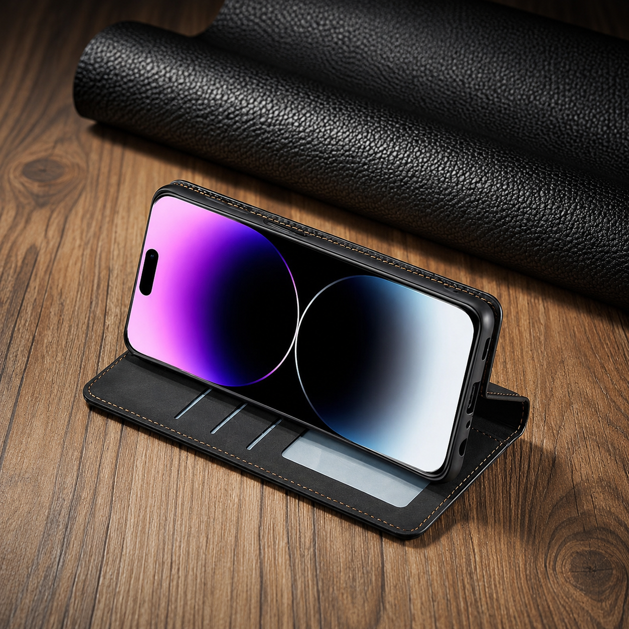 Premium iPhone Case Flip Wallet MagSafe Compatible Leather Card Holder Magnetic Closure Shockproof Protective Cover Camera Lens Protection Stand Function