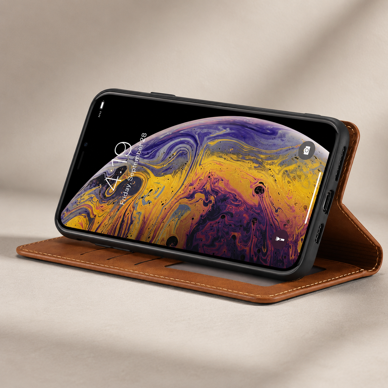 Premium iPhone Case Flip Wallet MagSafe Compatible Leather Card Holder Magnetic Closure Shockproof Protective Cover Camera Lens Protection Stand Function