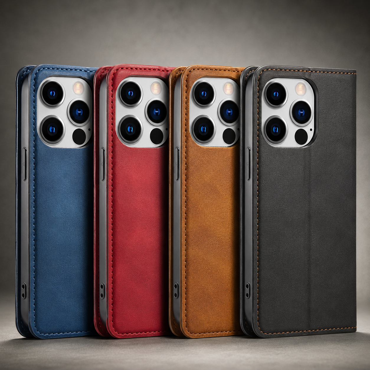 Premium iPhone Case Flip Wallet MagSafe Compatible Leather Card Holder Magnetic Closure Shockproof Protective Cover Camera Lens Protection Stand Function
