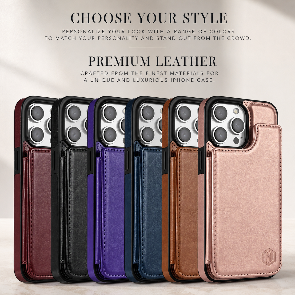 Premium iPhone Case Flip Wallet MagSafe Compatible Leather Card Holder RFID Blocking Magnetic Shockproof Protective Cover Camera Lens Protection Stand Function