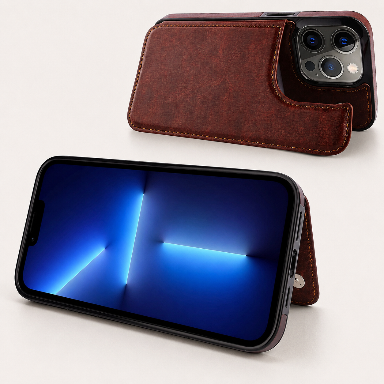 Premium iPhone Case Flip Wallet MagSafe Compatible Leather Card Holder RFID Blocking Magnetic Shockproof Protective Cover Camera Lens Protection Stand Function