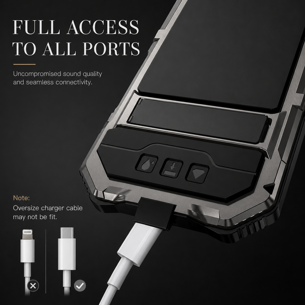 Premium iPhone Case Full Body Aluminum Armor Design with Camera Lens Protection, Built In Screen Guard, Heavy Duty Shockproof Construction and Secure Grip